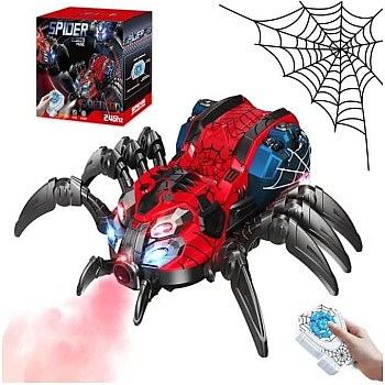 Remote Control Robotic Spider Toy, 2.4GHz, Mist Spray with LED Lights and Music, Kids Gift for Halloween