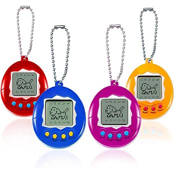 Virtual Pet Digital Game Console with Chain, Blue, LCD Screen, 4 Control Buttons