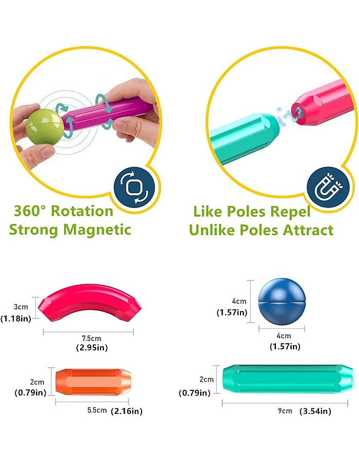 Magnetic Building Sticks - Creative STEM Toy for Children Ages 3+, 42 Pieces to Construct 3D Models, Boost Concentration and Cognitive Development