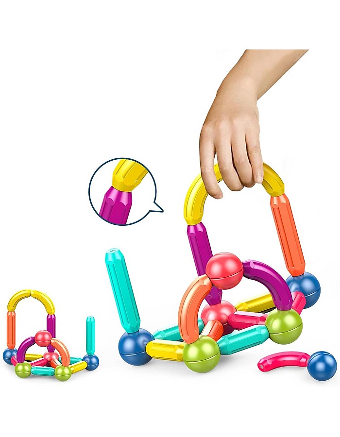 Magnetic Building Sticks - Creative STEM Toy for Children Ages 3+, 42 Pieces to Construct 3D Models, Boost Concentration and Cognitive Development