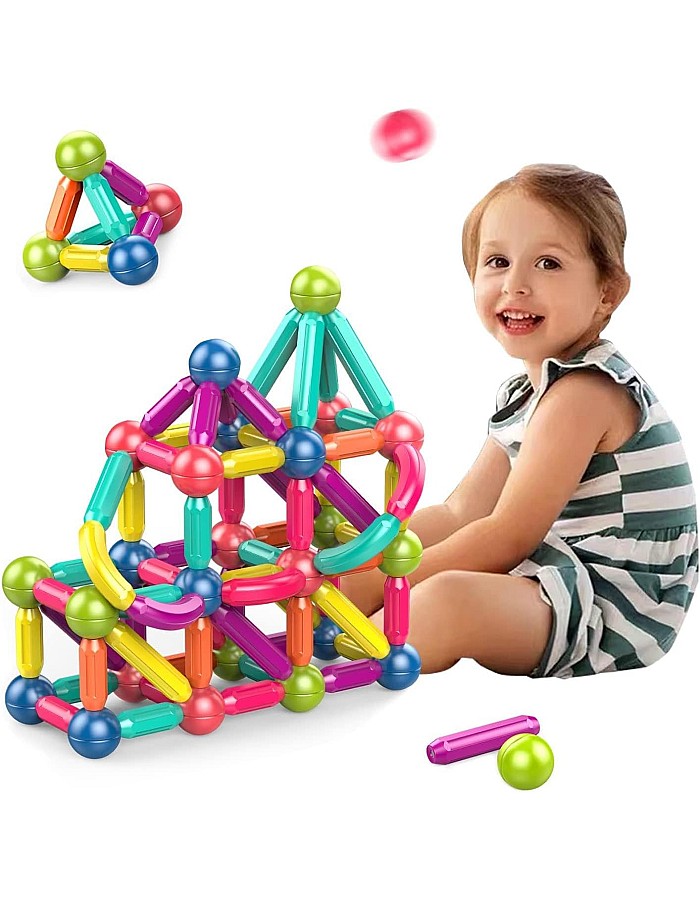 Magnetic Building Sticks - Creative STEM Toy for Children Ages 3+, 42 Pieces to Construct 3D Models, Boost Concentration and Cognitive Development