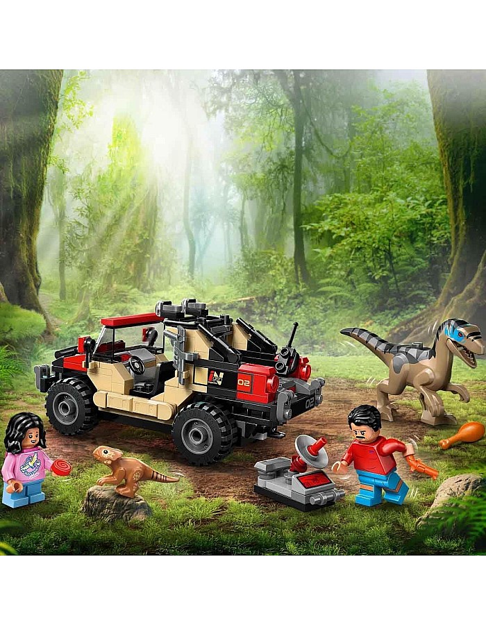LEGO Jurassic World Raptor Off-Road Escape Dinosaur Toy - incl. 2 Dino Figures, Off-Road Car Toy & 2 Minifigures - Gift for 6+ Year Old Boys, Girls & Rebirth Movie Fans - 76972