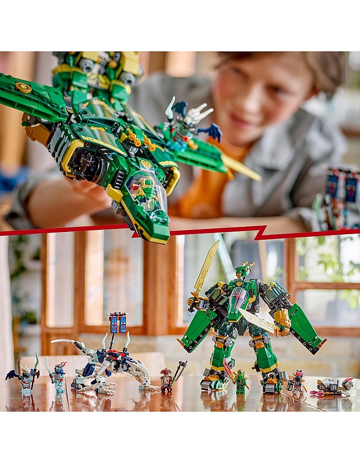 LEGO NINJAGO 2in1 Lloyd's Jet Mech - Transforms into a Jet Toy - 5 Minifigures Incl. Sora & Lloyd, plus a Motorbike and a Dragon Figure - Gift for 9+ Year Old Boys & Dragons Rising Fans - 71845