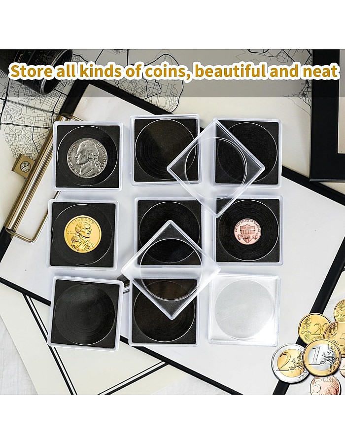 5 Pieces - Premium Quality Acrylic Clear Coin Capsules - Plastic Case to Protect and Store Coin Collections (Clear Coin Case)