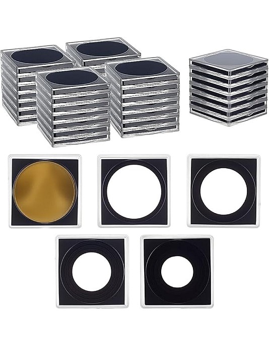 5 Pieces - Premium Quality Acrylic Clear Coin Capsules - Plastic Case to Protect and Store Coin Collections (Clear Coin Case)