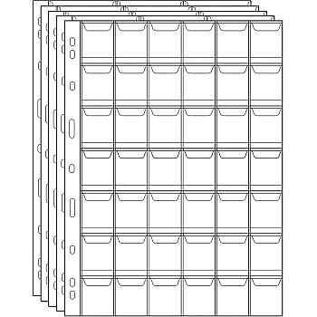 5 Sheets * 42 Pocket Plastic Coin Pocket Pages Standard 42-Hole per page Coin Pocket Inserts Collecting Sleeves for 2.5 x 2.5 Cm Coin Flips Cardboard Collection Storage, 42 Pockets/Sheet