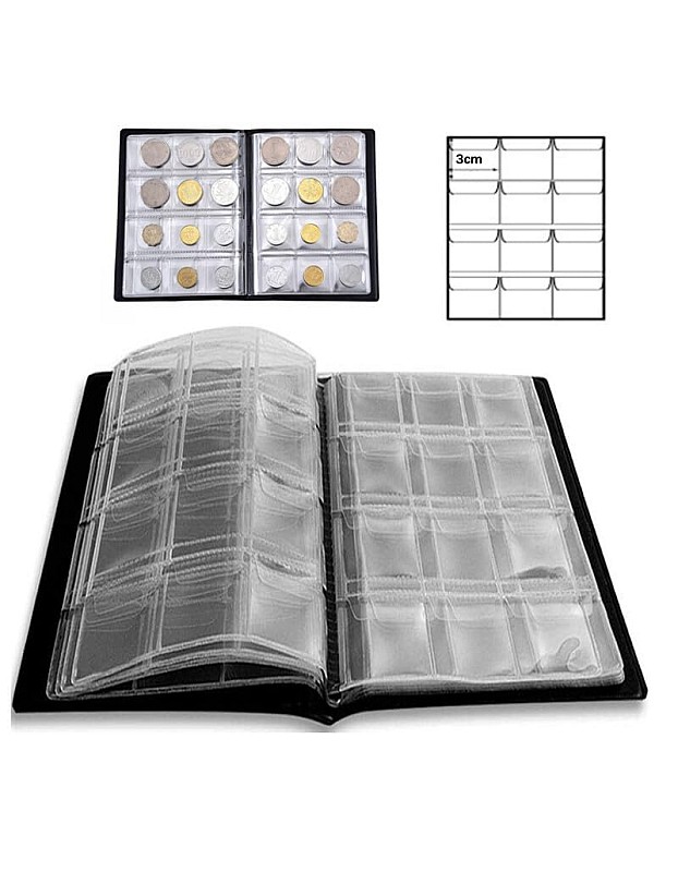 ألبوم عملات معدنية | 120 جيب لتخزين العملات | مناسب لعملات أقل من 1.1 بوصة | كتاب حفظ وتنظيم العملات لهواة الجمع | أزرق