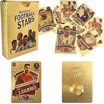 Champions League Football Collector Cards – 55 PCS Unofficial Trading Card Pack for Kids & Fans | Soccer Cards for Boys, Girls, Gifting (Football Gold)