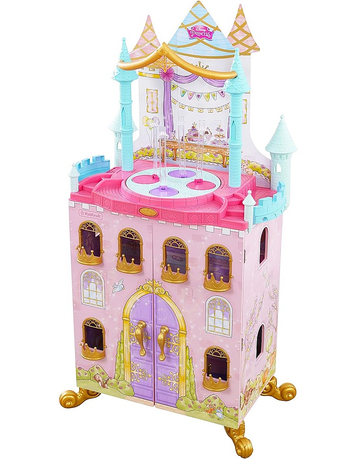KidKraft Disney Princess Dance & Dream Castle Dollhouse Wooden Playset with Music and Movable Dance Floor for 30 cm Dolls, Toy for Children from 3 Years, 10276