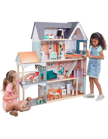 Kidkraft Dahlia Mansion Wooden Dollhouse For 12-Inch Dolls With Lights & Sounds 124 * 32 * 133 cm- 65987, 3+
