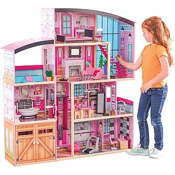 Kidkraft Shimmer Mansion Wooden Dollhouse For 12-Inch Dolls With Lights & Sounds 123 * 35 * 136.5 cm- 65949, 3+