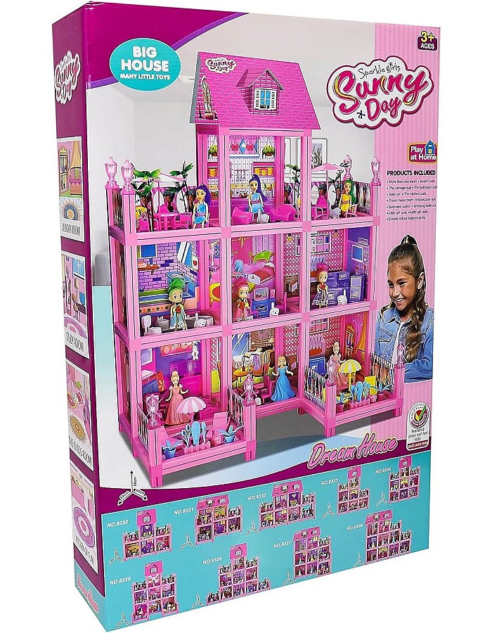 Play at Home Sunny Day Dream House with 9 Rooms, 88 x 116 x 48 cm