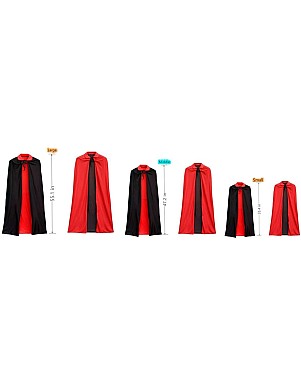 Wonka THTMS Unisex Cosplay Christmas Halloween Witch Party Reversible Hooded Adult and Kids Vampires Cape Cloak（Dual-Layer,Black and red ） (M, Stand Collar)