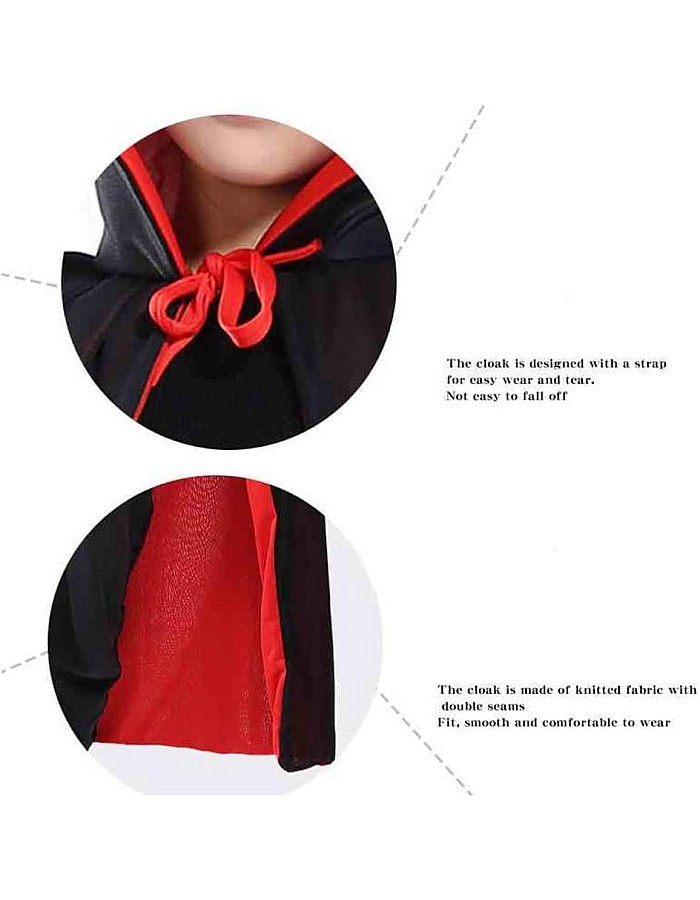 Wonka THTMS Unisex Cosplay Christmas Halloween Witch Party Reversible Hooded Adult and Kids Vampires Cape Cloak（Dual-Layer,Black and red ） (M, Stand Collar)