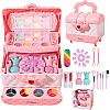 KIDSZONE Kids Makeup Set, Princess Toys Real Washable Cosmetic Set with Mirror, Portable Kids Makeup Sets for Girls, Play Make Up Christmas Birthday Gifts for 3-12 Years Old Kid