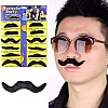 Wonka Jamboree 12 PCS Self Adhesive Fake Mustache - Premium Novelty Mustache for Kids Adult, Birthday and Hawaiian Costume (Mustache) (Black)