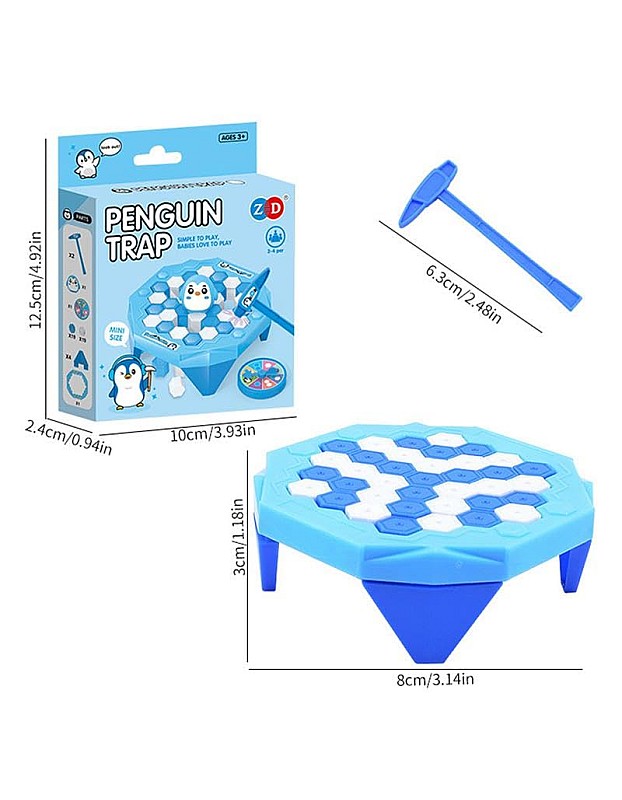 Penguin Trap, 2D Interactive Ice Breaker Toy, with Hammer and Spinner, for Kids, Small