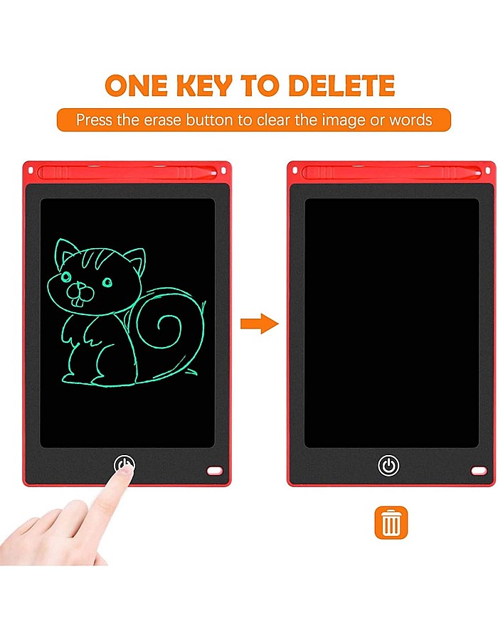 تابلت إلكتروني ستايل ماي هوم بشاشة LCD مقاس 8.5 بوصة بتصميم صغير محمول قابل للمسح مناسب للأطفال للرسم وتعلم الكتابة من هابيبيف®، متعدد الأل