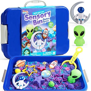 Klever Kits Sensory Bin for Toddlers with Glow in The Dark, Sandbox with Lid Sand