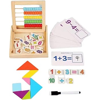 Abacus with cards and tangram