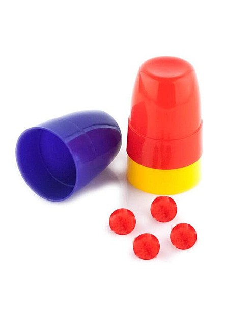 SUMAG Three Cups and Balls Plastic Magic Tricks Balls Appearing/Disappearing Close up Gimmick Comedy Magic (Small - Multi-Colored)