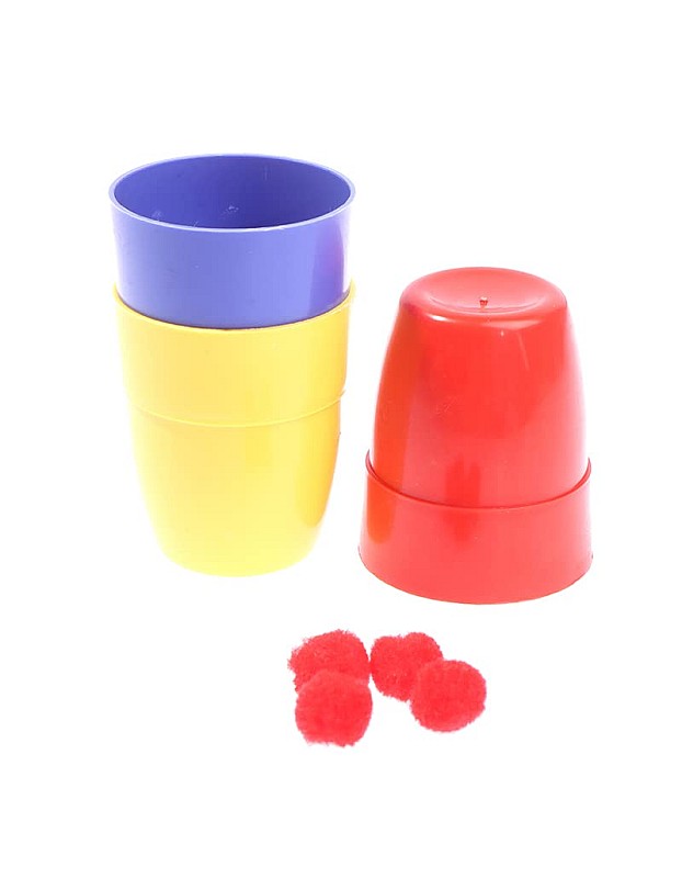 SUMAG Three Cups and Balls Plastic Magic Tricks Balls Appearing/Disappearing Close up Gimmick Comedy Magic (Small - Multi-Colored)