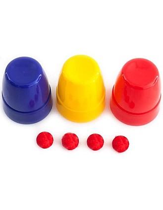 SUMAG Three Cups and Balls Plastic Magic Tricks Balls Appearing/Disappearing Close up Gimmick Comedy Magic (Small - Multi-Colored)