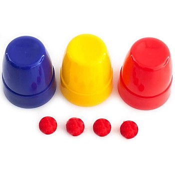 SUMAG Three Cups and Balls Plastic Magic Tricks Balls Appearing/Disappearing Close up Gimmick Comedy Magic (Small - Multi-Colored)