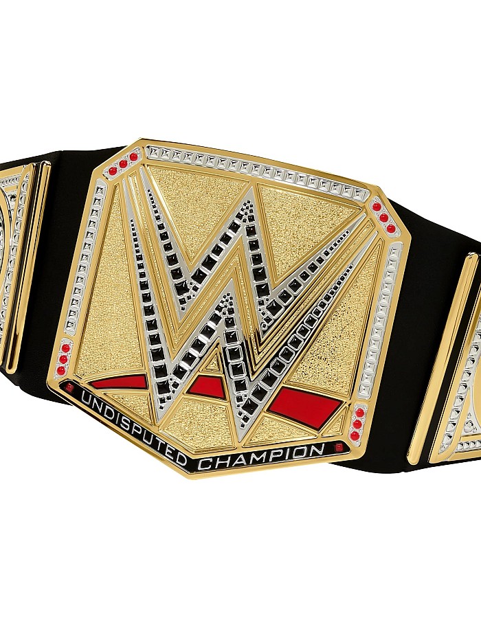 حزام بطولة WWE من ماتيل، شبه جلد، للجنسين من عمر 72 شهر، قابل للتعديل بطول متر واحد ونمط أصيل، يشجع لعب الأدوار وفهم الرياضة