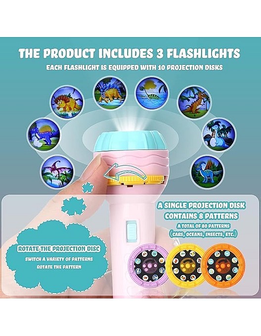 Animal Projector & Searchlight Toy for Kids – Interactive Toy with Cool Lights Projects Unique Animal Images for Kids of All Ages.(Blue)