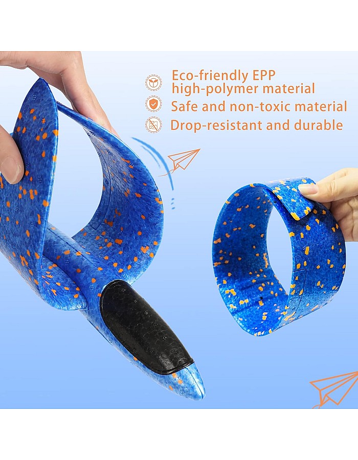 VCOSTORE 2 Pack Foam Airplanes Toy - Glider Plane - EPP Throwing Styrofoam Plane with Flight Mode,Outdoor Sport Toy for Age 3-12 Boys Girls Gift(Blue & Orange)