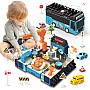 Dwi Dowellin Bus Toy with Sound Light for Kids, Simulation Steering Wheel Pull Buses,Construction Car Toys for Toddlers 4-8 Years Double-Decker Sightseeing Bus Gift for Age 3 4 5