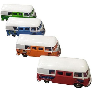 Miniature Model Car Minibus Metal/Plastic, Opening Doors (Red)