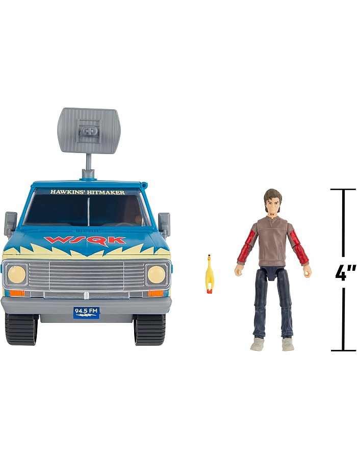 Stranger Things WSQK Van Playset - 8-Inch Vehicle with Lights and Sounds plus 4-Inch Figure with Accessories