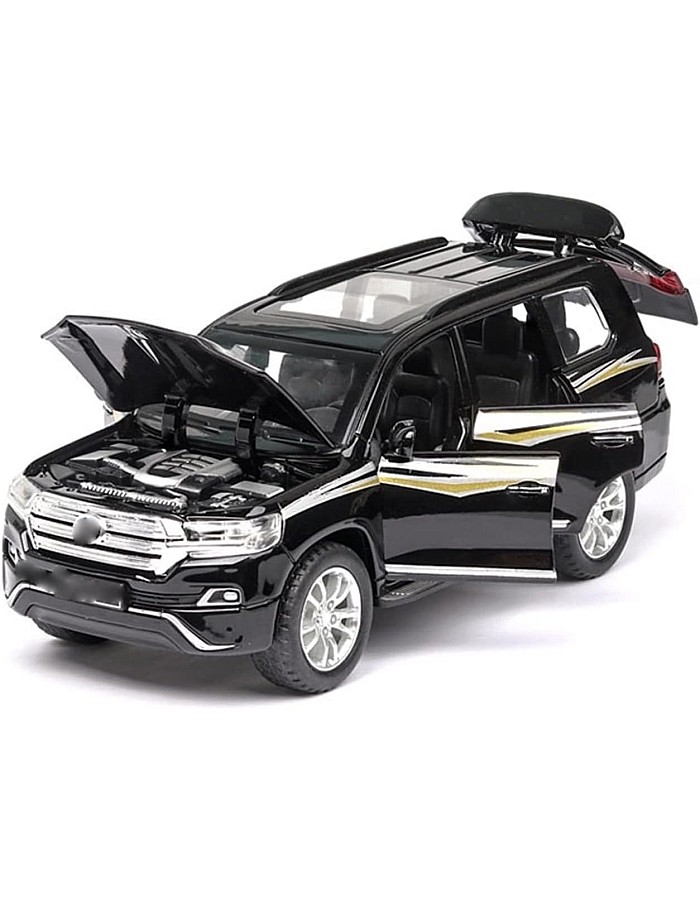 YBSM Diecast Car 1:32 For Toyota For Land-Cruiser SUV Cars Model Alloy Die Cast Sound And Light Pull Back Classic Luxury Vehicle Kids Toys Gift (Color : Black)