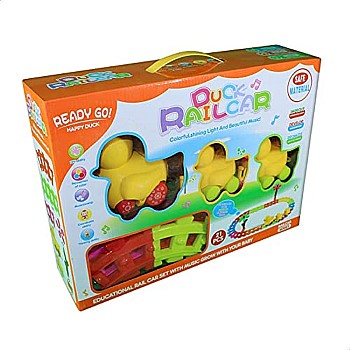 Generic Train Tracks with Duck Shaped Train Cars - 21 Pieces