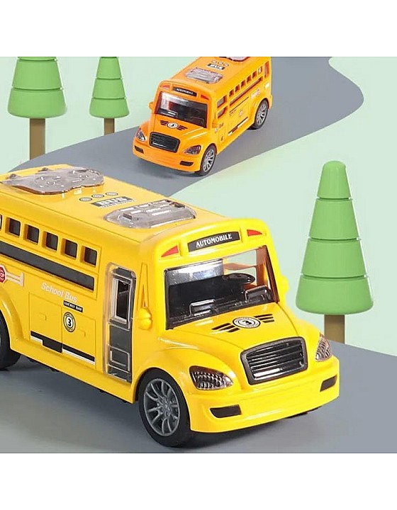 Baby School bus car toy children can open the door bus boy girl inertial fall-resistant car model 2 years old Orange
