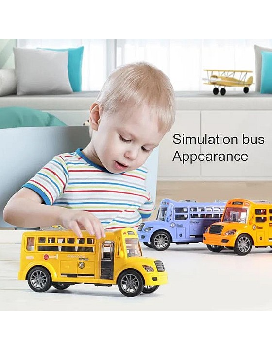 Baby School bus car toy children can open the door bus boy girl inertial fall-resistant car model 2 years old Orange