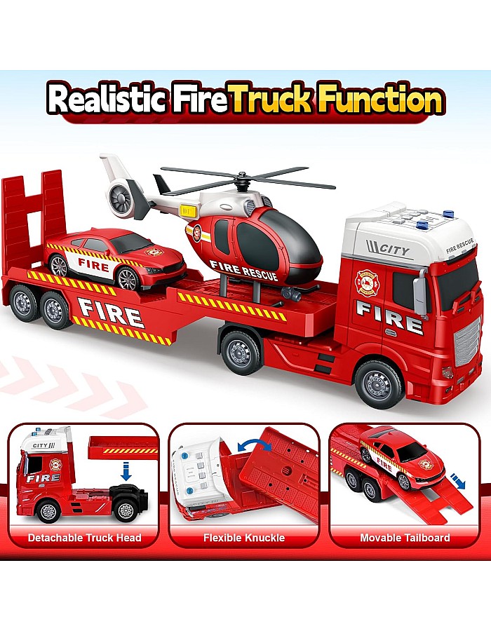 Kids Toys for 3 4 5 6 7 8 Years Old Boys, 15" Fire Truck Toy with Lights, Sounds, Toddler Friction Powered Truck Vehicle Toy for Boys Girls Birthday Gifts