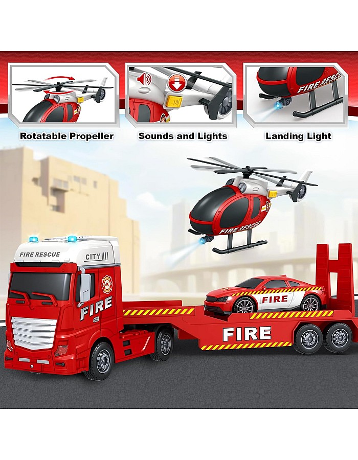 Kids Toys for 3 4 5 6 7 8 Years Old Boys, 15" Fire Truck Toy with Lights, Sounds, Toddler Friction Powered Truck Vehicle Toy for Boys Girls Birthday Gifts
