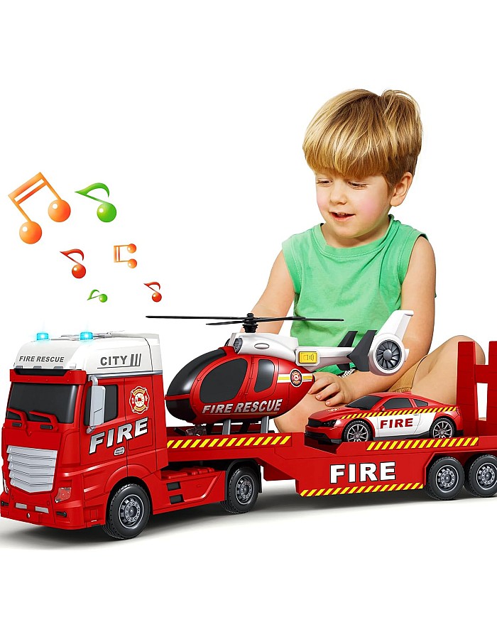Kids Toys for 3 4 5 6 7 8 Years Old Boys, 15" Fire Truck Toy with Lights, Sounds, Toddler Friction Powered Truck Vehicle Toy for Boys Girls Birthday Gifts