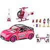 Fashion Fever Girls' Pink Toy Playset with Sports Car, Helicopter, Mini Dolls, Furniture Accessories