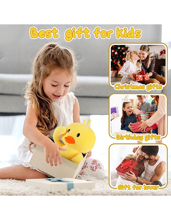 KIDSZONE 30cm Duck Stuffed Animals Plush Toy, Cute Yellow Duckling Duckie Stuff Plush Doll, Soft Funny Duck Plushie Hugging Pillow Sofa Cushion Gifts for Kids Baby Birthday Home Decoration