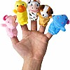 Set Of 5 Finger Puppets Soft Velvet Animal Mini Cartoon Zoo Characters For Storytelling Educational Shows Games Learning Theater Creative Play Set (Elephant-Duck-Cow-Dog-Hipos)