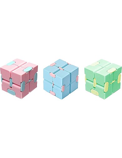 3pcs Infinity Cubes Fidget Toy, Magic Cube Stress and Anxiety Relief Puzzle Accessory Portable Children's Fingertips Decompress Square for Adults and Kids (R+B+G) (R+B+G)