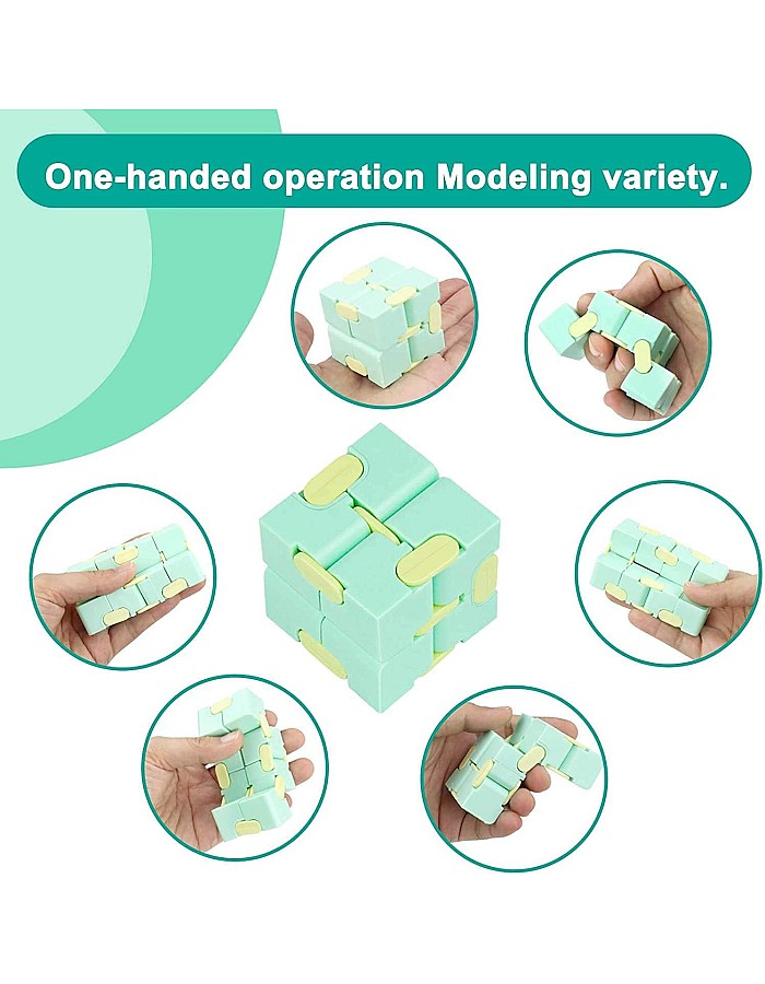 3pcs Infinity Cubes Fidget Toy, Magic Cube Stress and Anxiety Relief Puzzle Accessory Portable Children's Fingertips Decompress Square for Adults and Kids (R+B+G) (R+B+G)