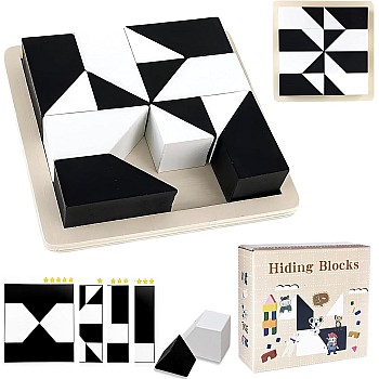 Block Puzzle, Hidden Geometric Shape Pattern Jigsaw, Brain Teaser Puzzle Game, Desktop Game for Early Education Age Group 3
