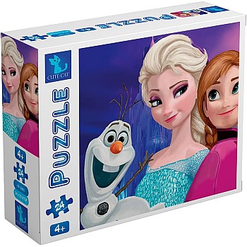 Cute Cat - 24 PCS Frozen Jigsaw Puzzle, 24 Pieces, Age 4-8, Multi-Colors, Beginner, Portable, Tabletop, 1 Player