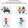 مكعبات أحجية بنمط خشبي، ألعاب تعليمية كلاسيكية مع 180 قطعة شكل هندسي و24 تصميم