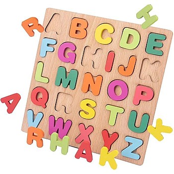 TMRBBesty Wooden Alphabet Puzzle Board ABC, Puzzle Letters, Capital Alphabet, Children from 2, Small Size Assorted colors